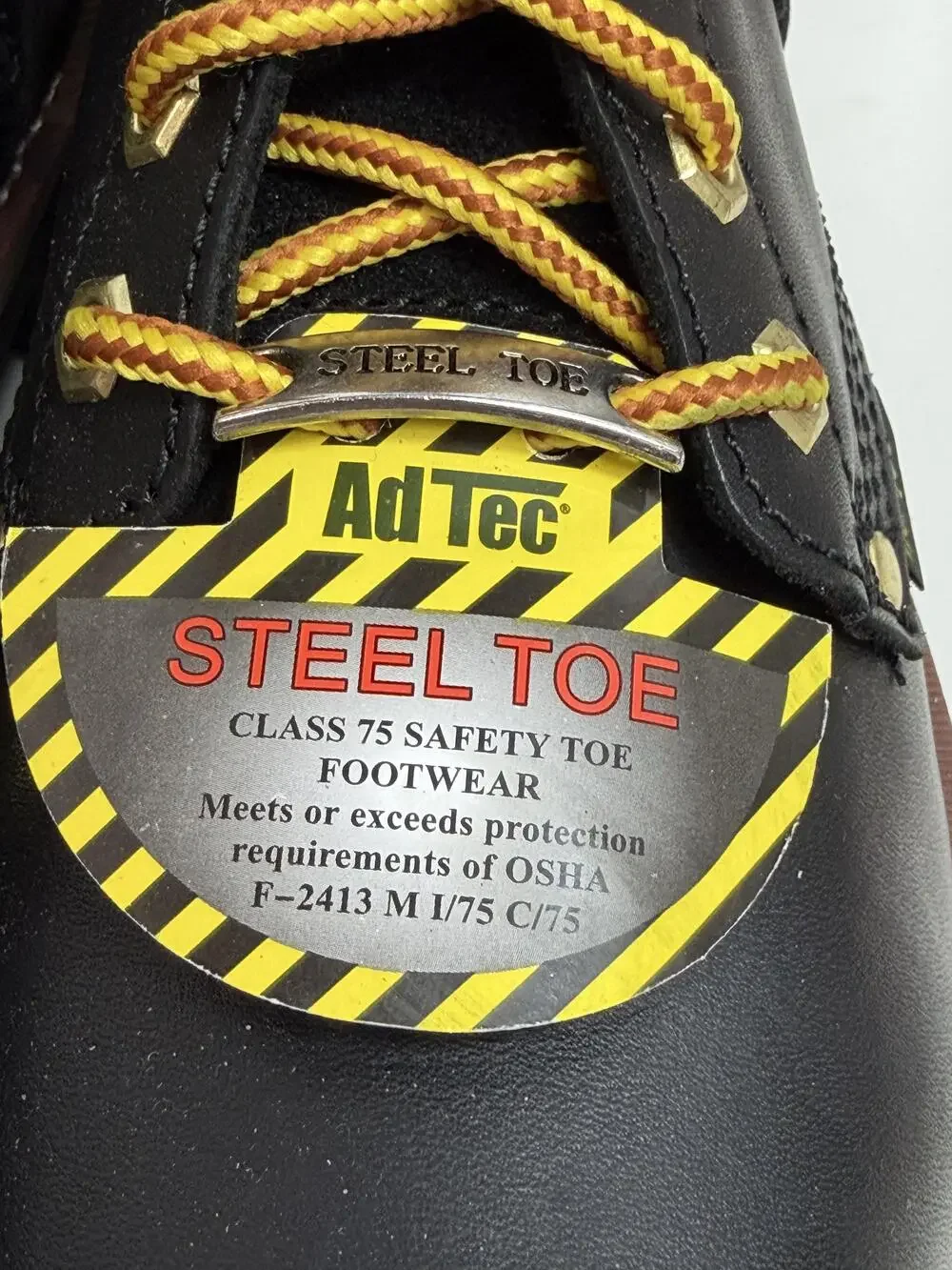 AdTec Boots Mens Size 8.5 Black Leather Steel Toe Lace Up Work Safety 1428
